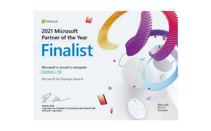 CadDo recognized as a finalist of 2021 Microsoft for Start-ups Partner of the Year